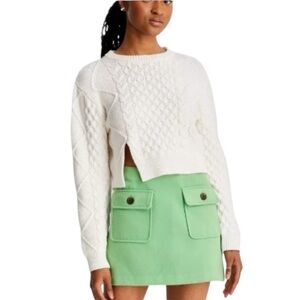 Future Collective™ Reese Blutstein Trendy Cropped Crewneck Cable Knit sweater